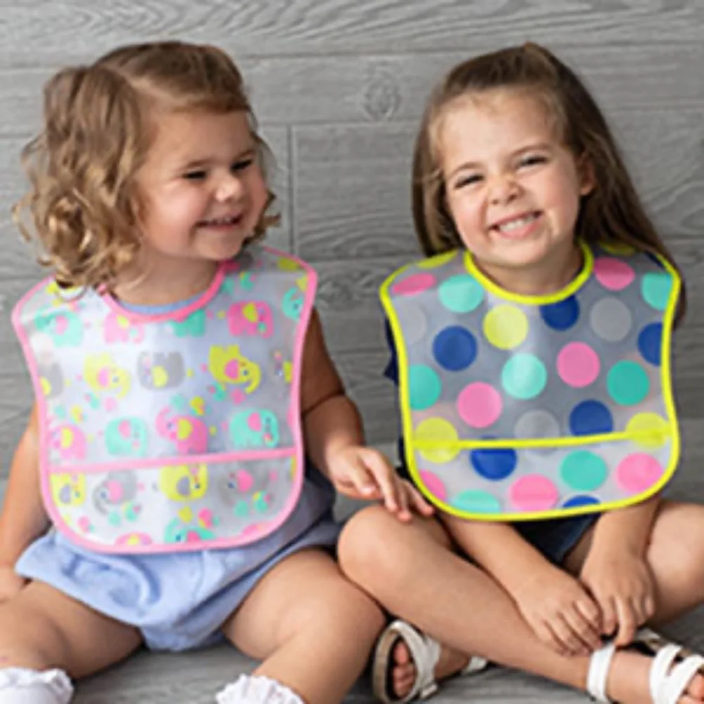 Neat Solutions: 5 Water-Resistant Baby Bibs- Zoo and Polkadots